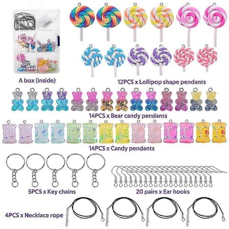 89 kpl Korvakoru Koukku Värikäs Karkki Riipus Söpö Tyttö Korujen Valmistukseen Nallekarkki