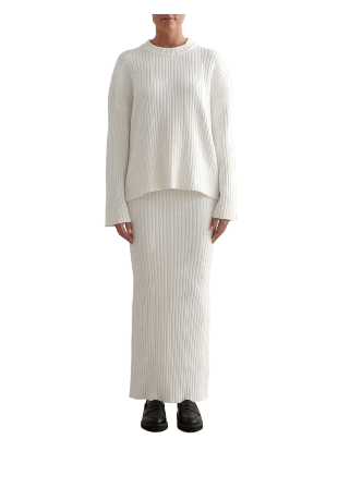 aim'n Rib Knit Maxi Skirt Kjolar Dam Vit XS