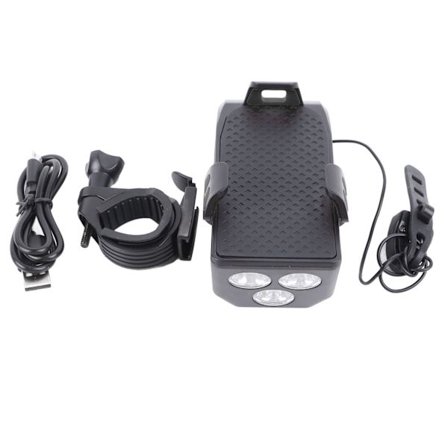 Cykelljus Multifunktionellt Cykeltelefonställ Strålkastarhögtalare Kit för Road Mountain Night Riding Svart