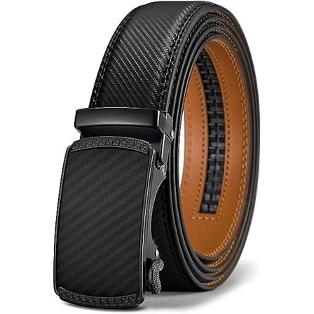 Herrebelte, skinnbelte med skralle for menn, 120 cm, tilpassbar