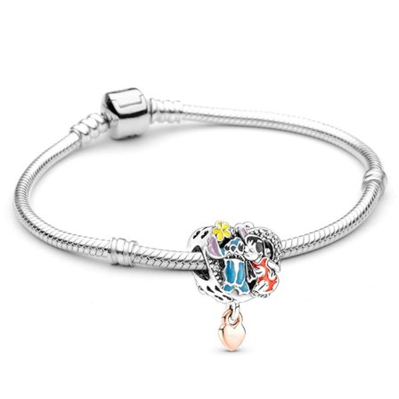 PANDORA Sterling Silver Disney Lilo & Stitch Charm Armband Silver 16cm szq
