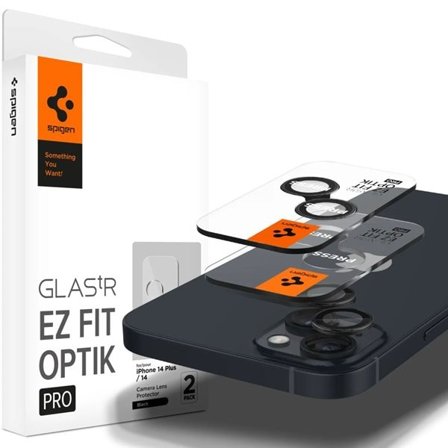 Spigen Glas.tR EZ Fit Optik kamerabeskytter for iPhone 14 / Plus / 15 / Plus - Svart 2 stk.