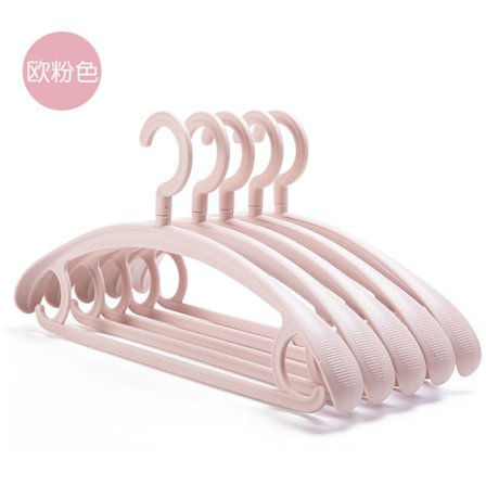 10-pakks kraftige kleshengere med svingbar krok, brede skuldre, sklisikker buksestang, tykke kleshengere i plast, tåler 25 kg, rosa