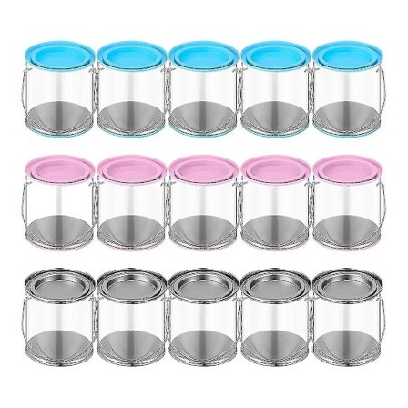 15 stk. Mini gennemsigtige maling dåsebeholdere 2,95 tommer høje tomme maling dåser med låg PVC små maling dåser