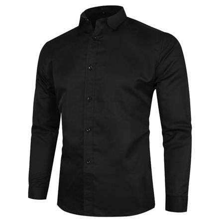 Herre knapper ned revershals Casual Business skjorte toppe Black XL