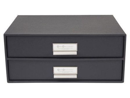 Bigso Box Skrivbordsbyrå kartong 2-lådor grå - Lyreco - Kontorsmaterial - Till skrivbordet - Blankettfack och Boxar