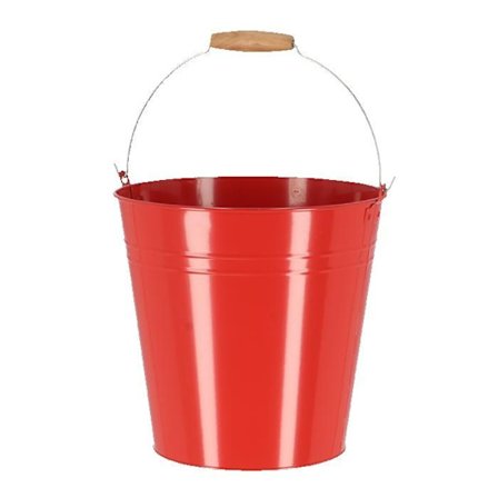 Stål- og træspand "Nature Shades" - Rød - 10,75 L