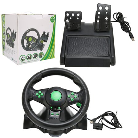 PC Racing Wheel Spelstyrning 180 Grader Bilracing Körhjul med Pedal för Racingspel