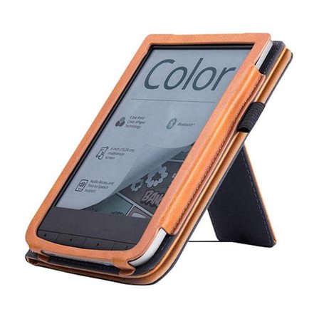 For Pocketbook Touch HD 3 E-Reader Stand Cover Flip PU Case med håndholder Mørkeblå