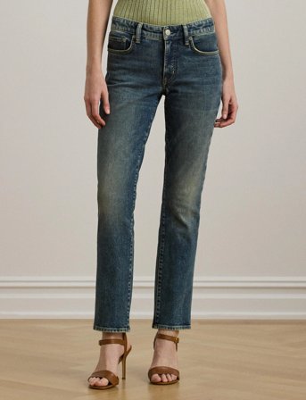 Lauren Ralph Lauren Mid-Rise Straight Ankle Jean - Blue - 42