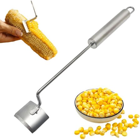 Majsskærer i rustfrit stål, majskolbestripper med langt håndtag for nem fjernelse af kerner, opvaskemaskine sikker majsskærer til hjemmekøkkener