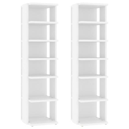 Vidaxl Skohyllor 2 St Vit 25x27x102 Cm Konstruerat Trä Vit