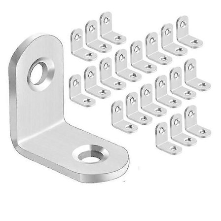20 stk. 25x25 mm Højre Vinkelbeslag Hjørnebeslag, Rustfrit Stål L-Beslag Samling Fastgørelse Støtte Heavy Duty Til Træmøbler Hylder, Skab