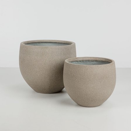 Beton plantekassesæt – 2 stk., 40x40x34 cm, brun