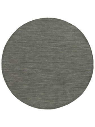 Plain (Single Colored) Large Handloom Flat Rug - Dark Grey Ø 250 Wool, Modern Style