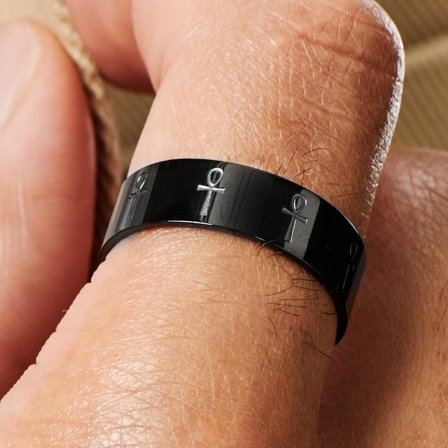 Black Ankh Ring for Men - Steel rings