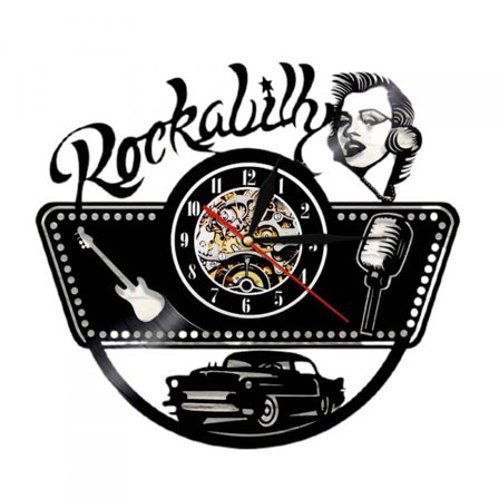 Musikalisk vinylväggklocka - Musikalisk gitarr mikrofon väggklocka - Vinylklocka - Vardagsrumsväggdekor - Unika presenter till musikälskare