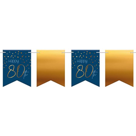 Happy 80th Guirlande Mørkeblå & Guld
