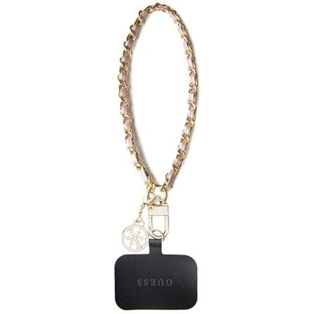 Guess GUOUCHSAMC4P Universal Hand Strap tapauksessa - vaaleanpunainen Saffiano Chain 4G Charm