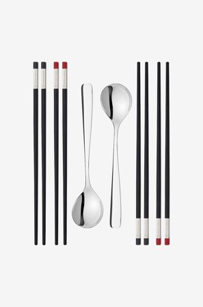 ZWILLING - Gavesæt med 4 par spisepinde og 2 skeer - Sort - Bestik - Fra Homeroom