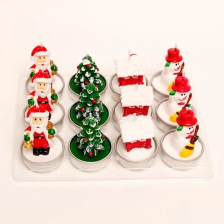 |NT| 12 Mini Doftande Julvärmeljus, 4 Designer, 5x4cm - Ch