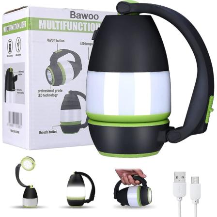 Pt Genopladelig Campinglygte 3 i 1 Bordlampe Lanterne Campingtelt Deformerbar Lommelygte Arbejdslys Med 2000mah Batteri Led Udendørs Indendørs Til 