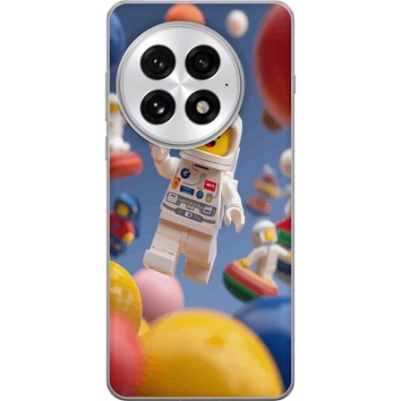 Kompatibelt Mobilskal till OnePlus OnePlus 13 LEGO-inspirerad astronautfigur i rymden bland färgglada planeter, lekfull 3D-illustration för barnrum,