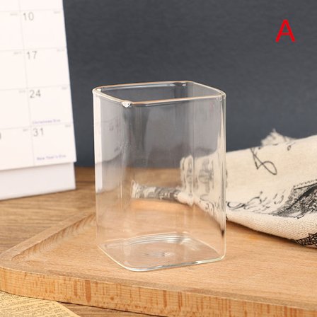 Fyrkantig glasmugg Transparent kaffejuice Mjölkkopp Vatten Drinkw B