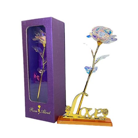 Gåvor till kvinnor Jul 24k Guld Forever Rose Blommor Med Hjärtstativ, Infinity Rose Gåvor Till Hennes Mamma Flickvän Fru