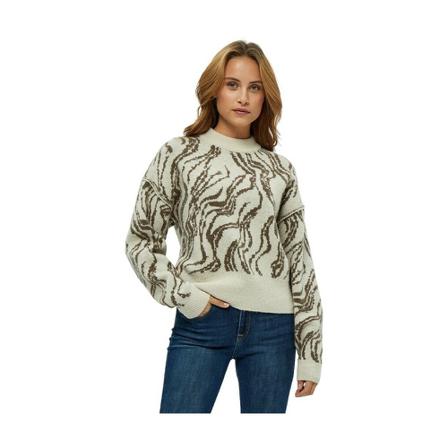 Minus Falka Knit Pullover Trui Wood Smoke Stripe , Beige , Dames , Maat: XS