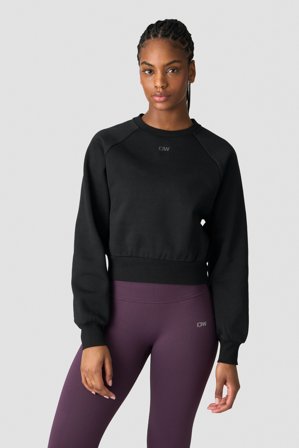 ICANIWILL - Everyday Cropped Crewneck Black - Langermet - Dame - ICIW