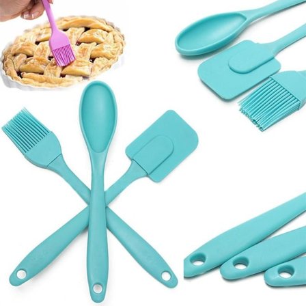 Slikkepot, Ske og Pensel i Silikone I Bagesæt