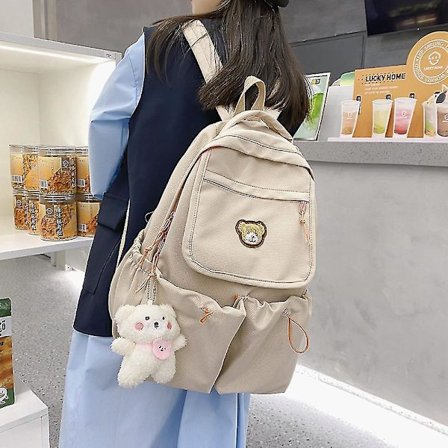 Japansk sød bjørn rygsæk vintage pige mellemskole skoletaske rygsæk S (hvid)