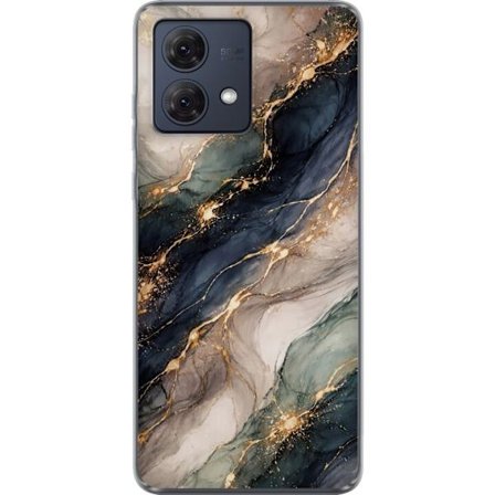Kompatibelt Mobildeksel til Motorola Moto G84 Luksuriøs abstrakt marmor kunst i svart, hvitt og gull med elegante linjer, eksklusivt design for plaka