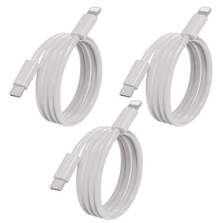 Lader 2 meter Lightning-kabel iPhone-laderledning Kompatibel iPhone 14 13 12 11 XR XS X 8 7 6 iPad og mer, Hvit 3 stk