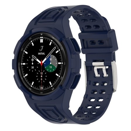 Samsung Galaxy Watch 4 Classic (46mm) integroitu ranneke ja suojus - Tummansininen
