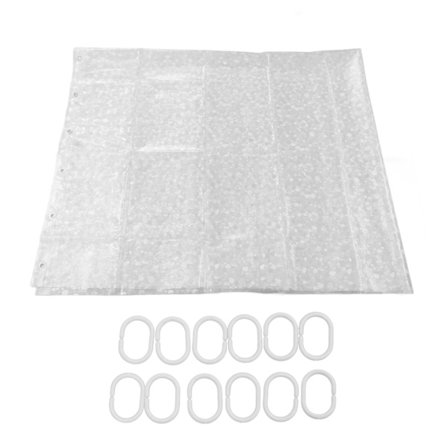 Vattentät PEVA Duschdraperi Transparent Klar Badrum Duschdraperi med Ring Rostfritt Stål Knapphål 180x200cm