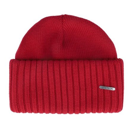 Stetson - Röd cuff Beanie - Beanie Merino Cuff @ Hatstore