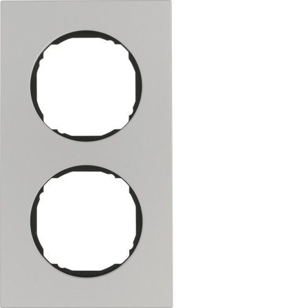 Hager 10122674 Dekkramme for boks Berker R.8, aluminium 2 rom, Strømbrytere & vegguttak