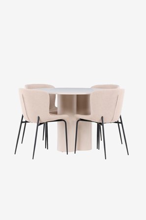 Venture Home - Olivia matbord med Modesto matstol - Beige - Matgrupp 4 personer - Från Homeroom