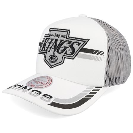Mitchell & Ness - Los Angeles Kings Last Lap Vintage White/Grey A-frame Trucker Trucker White Cap - NHL @ Hatstore