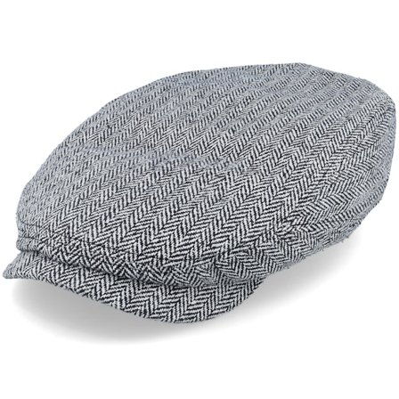 Stetson - Zwart flatcap Cap - Driver Cap Silk Black/White Flat Cap @ Hatstore