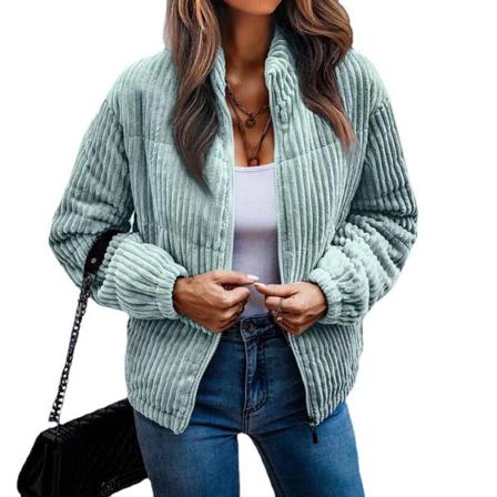 Kvinnor Ståkrage Fleecejackor Öppen Front Cardigan