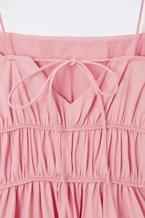 COS Femme Robe Midi En Coton Froncé in Rose