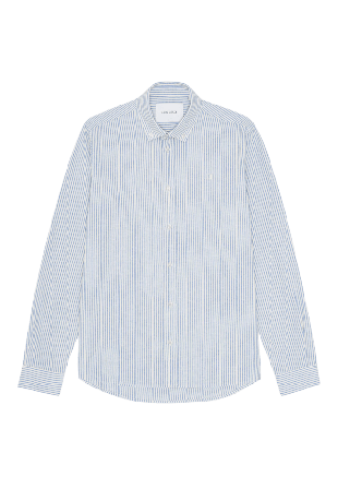 LES DEUX Konrad Stripe Cotton Linen Shirt Skjortor Herr Blå M