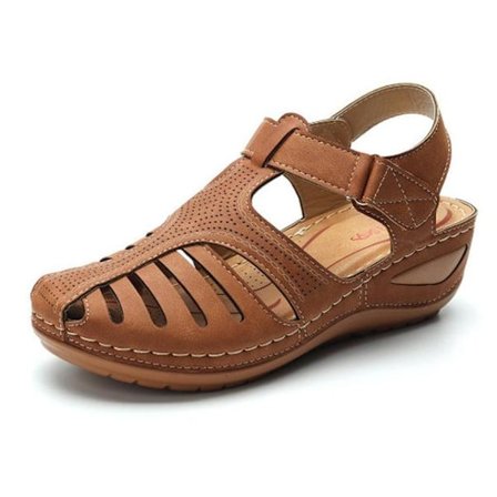 Sommar dam wedge sandaler Spänne Casual Retro sandaler Brown 37