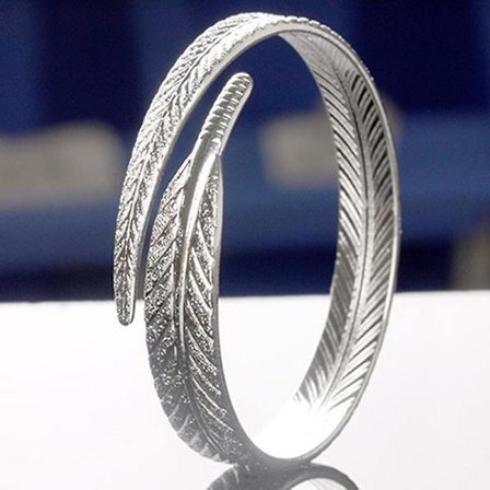Vintage Silver Angel Feather Armband Justerbar Manschett Armband Armband