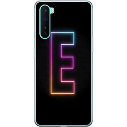 Yhteensopiva Puhelinkuori OnePlus OnePlus Nord Minimalistinen neonkirjain E kirkkaissa väreissä tummaa taustaa vasten modernissa ja tyylikkäässä