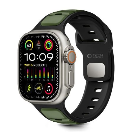 Tech-Protect IconBand Line armband för Apple klocka 44 / 45 / 46 / 49 mm - svart och grön
