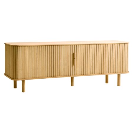 Cavo TV Bord Natur, 160x40x55,6cm - Elegant TV Møbel med Opbevaring - Egefiner & Massiv Eg - Perfekt til Stuen - Praktisk TV-bænk med Hylder